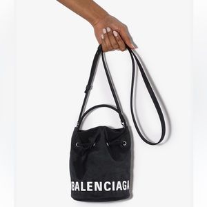 Balenciaga Wheel XS Drawstring Bucket Bag - Black